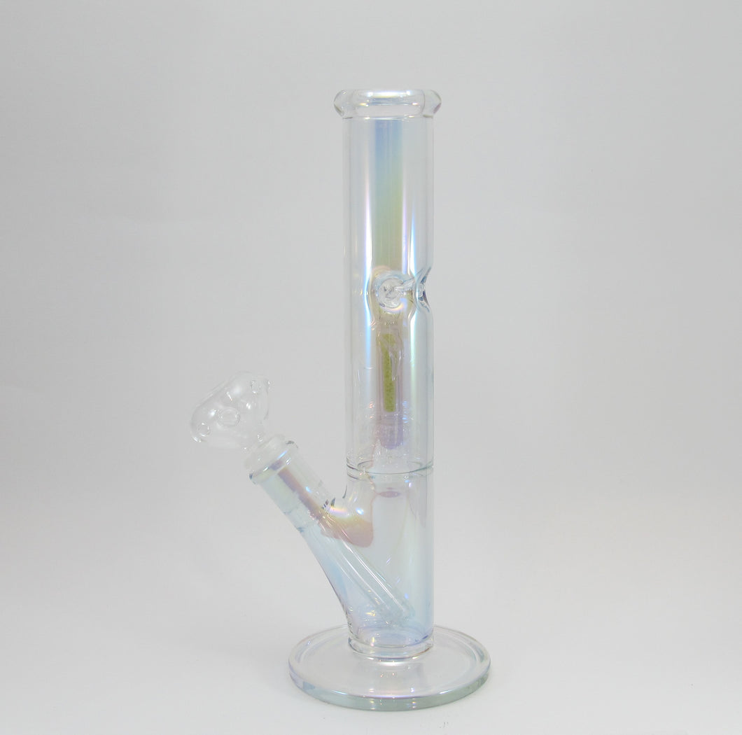 Rainbow Tinted Straight Tube Water Pipe w/ Perc