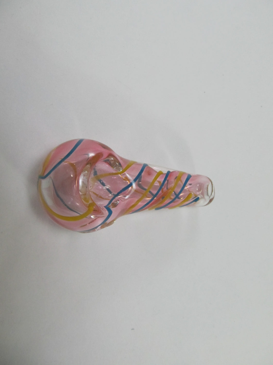 Pink Hand Pipe with Blue and Yellow Design
