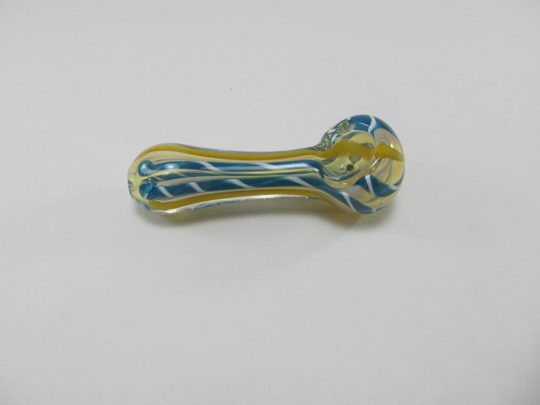 Blue and Yellow Swirl Hand Pipe