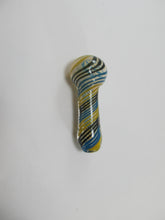 Load image into Gallery viewer, Yellow, Black, and Blue Spiral Hand Pipe