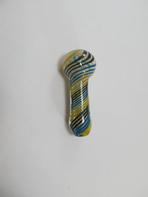 Yellow, Black, and Blue Spiral Hand Pipe