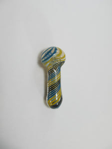 Yellow, Black, and Blue Spiral Hand Pipe