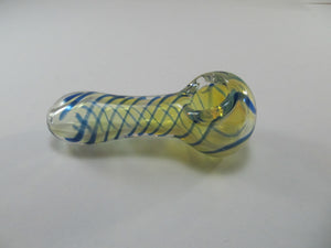 Wide Mouth Blue Spiral Hand Pipe