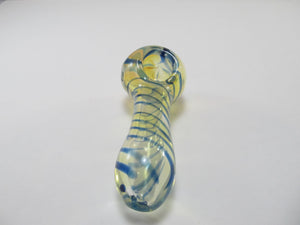 Wide Mouth Blue Spiral Hand Pipe