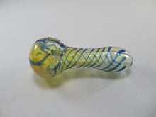 Load image into Gallery viewer, Wide Mouth Blue Spiral Hand Pipe