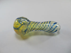 Wide Mouth Blue Spiral Hand Pipe