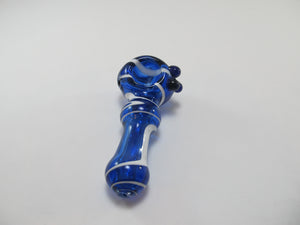 Blue and White Black Knobbed Hand Pipe
