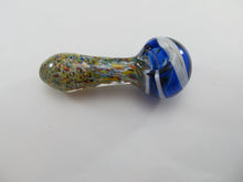 Load image into Gallery viewer, Blue Stripped Top Rainbow Hand Pipe