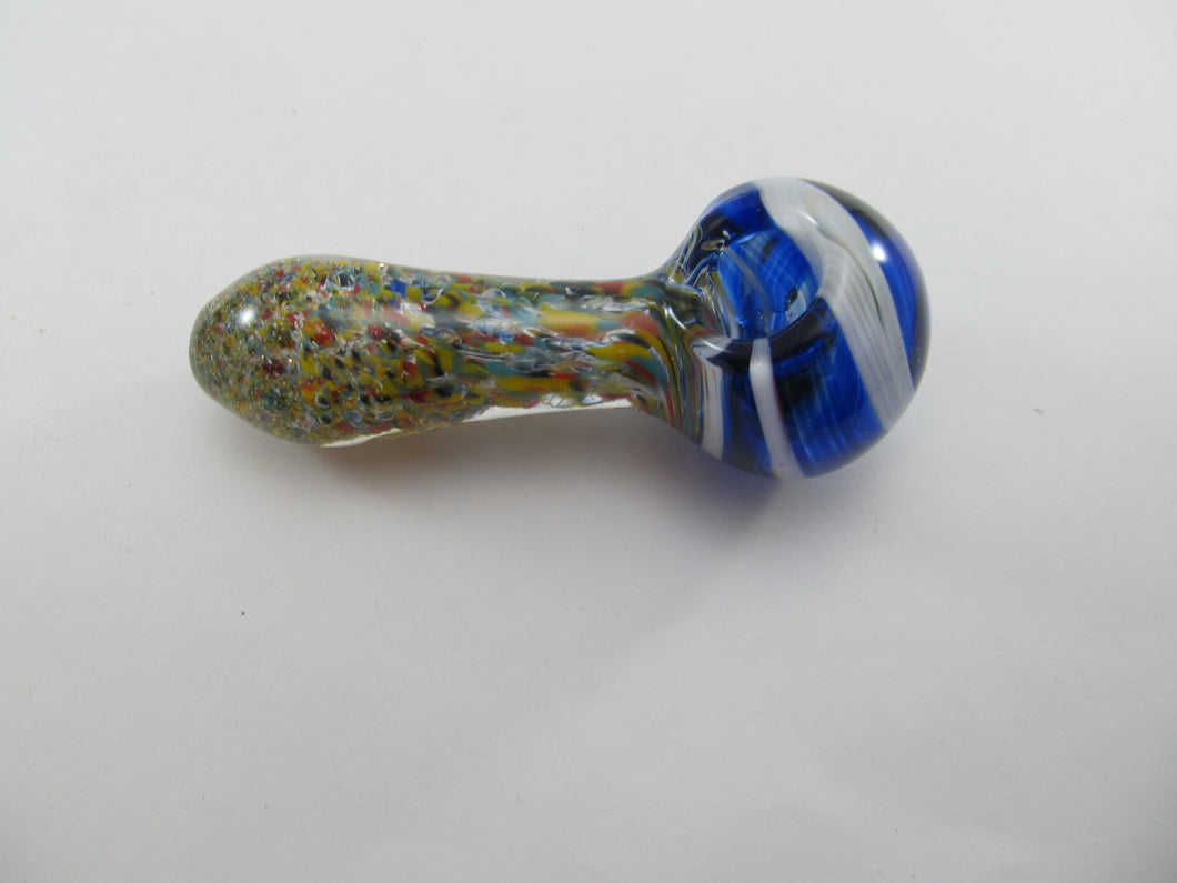 Blue Stripped Top Rainbow Hand Pipe