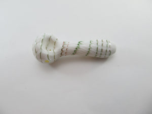 White Hand Pipe w/ Green Stripes