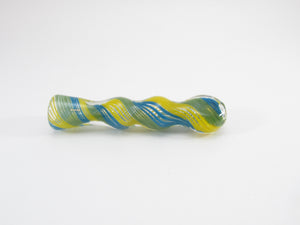 Green, Yellow, and Blue Twisted Chillum